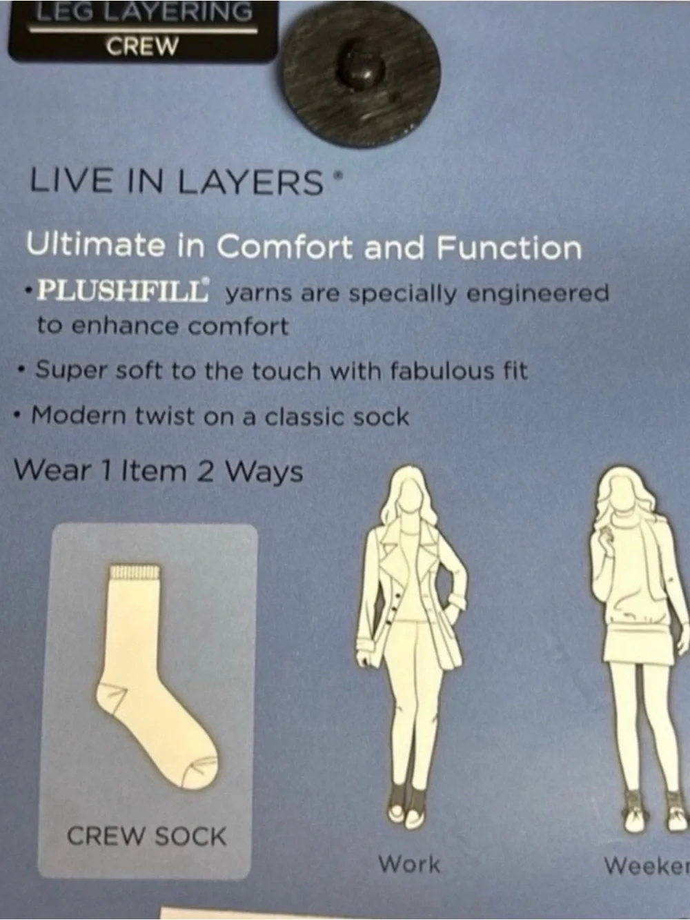 New Cuddl Duds Socks Women’s 2 Pair Brown & White Soft Leg Layering Crew Casual